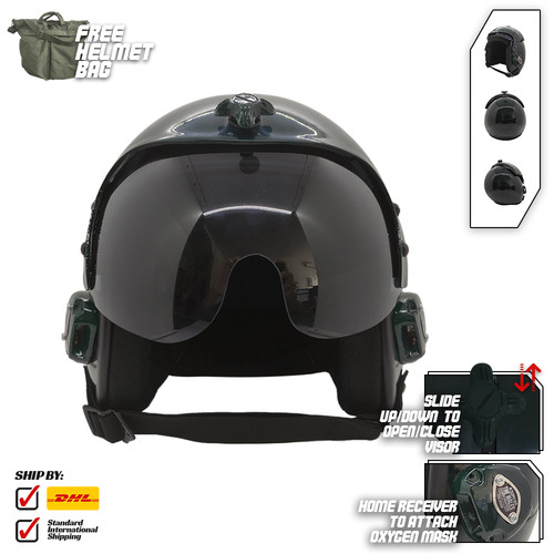 Plain green flight helmet - plain,