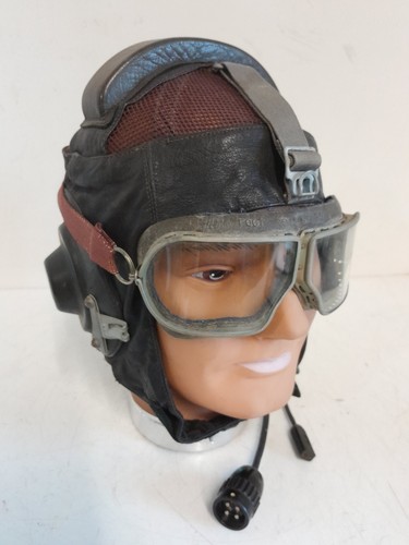 Soviet pilots leather helmet - leather,
