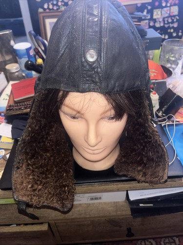 Vintage leather aviator helmet - vintage,